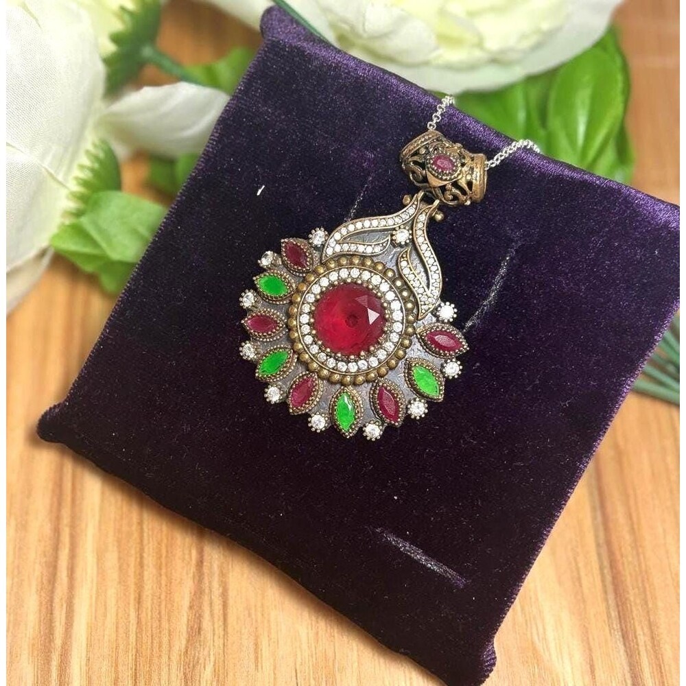 925 Sterling Silver Turkish Vintage Necklace for Women, NEW, Antique